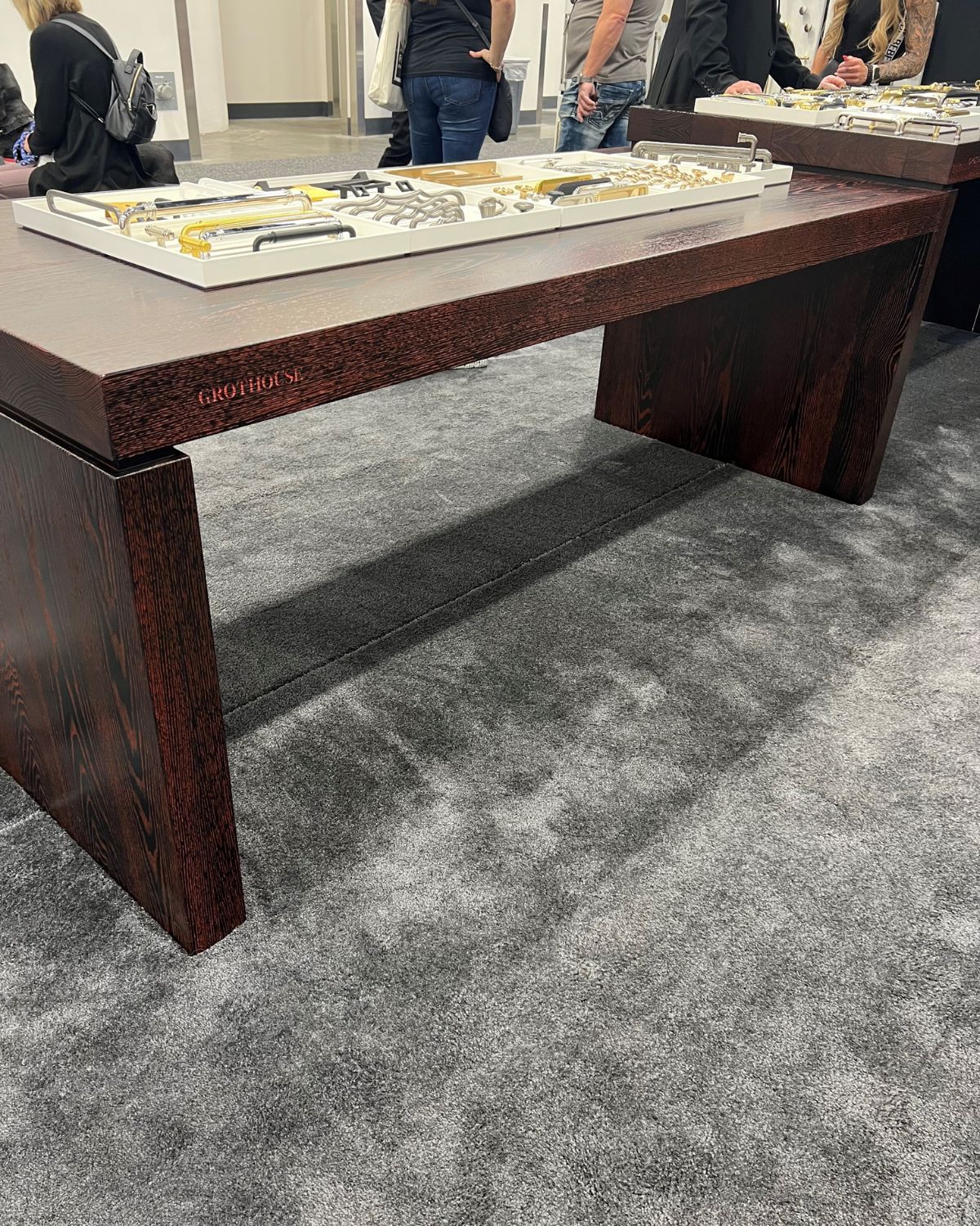 red oak wood surfacing in high-end interiors custom wood tables