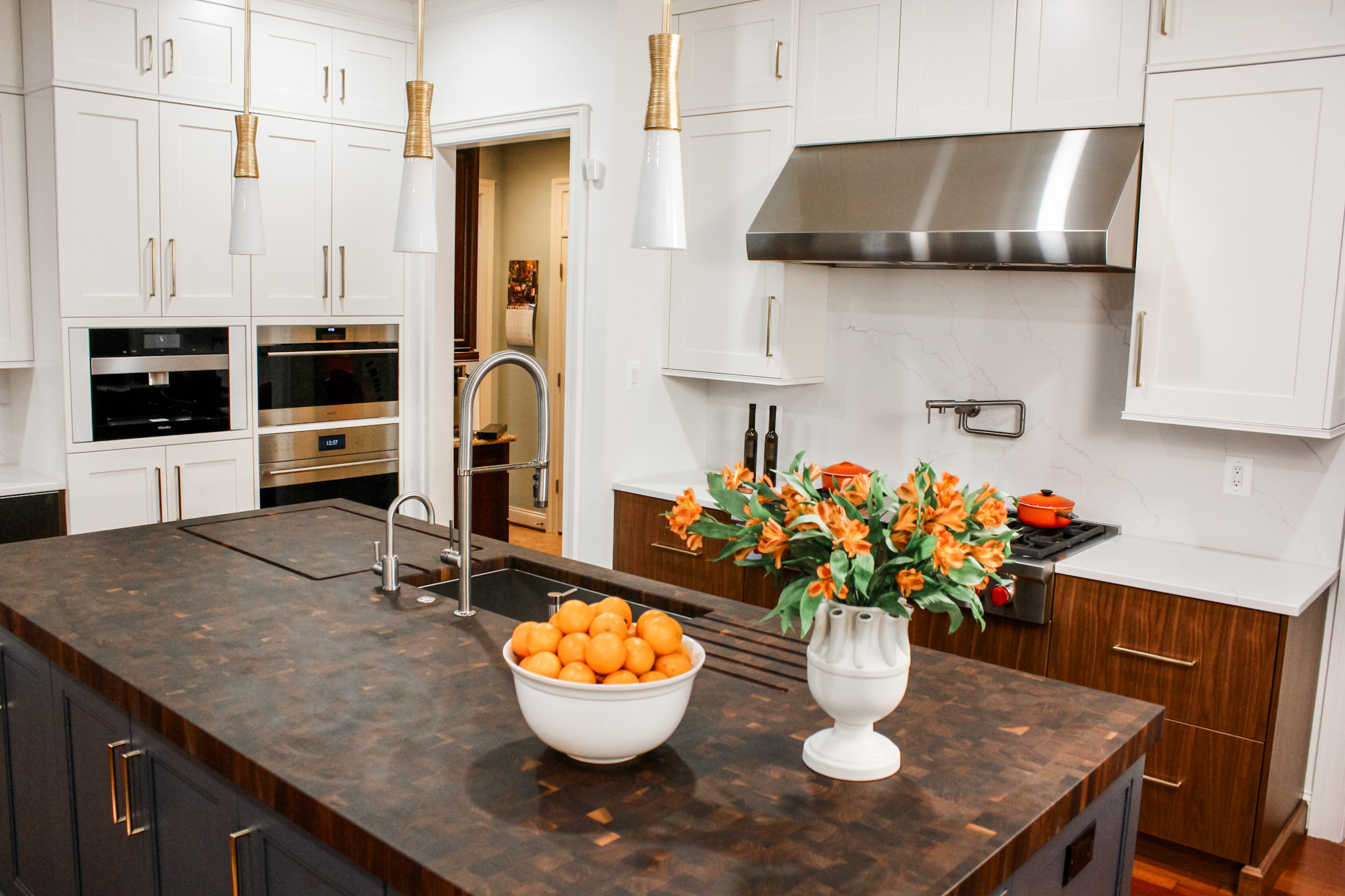 Half Kitchen Angle butcher block countertop