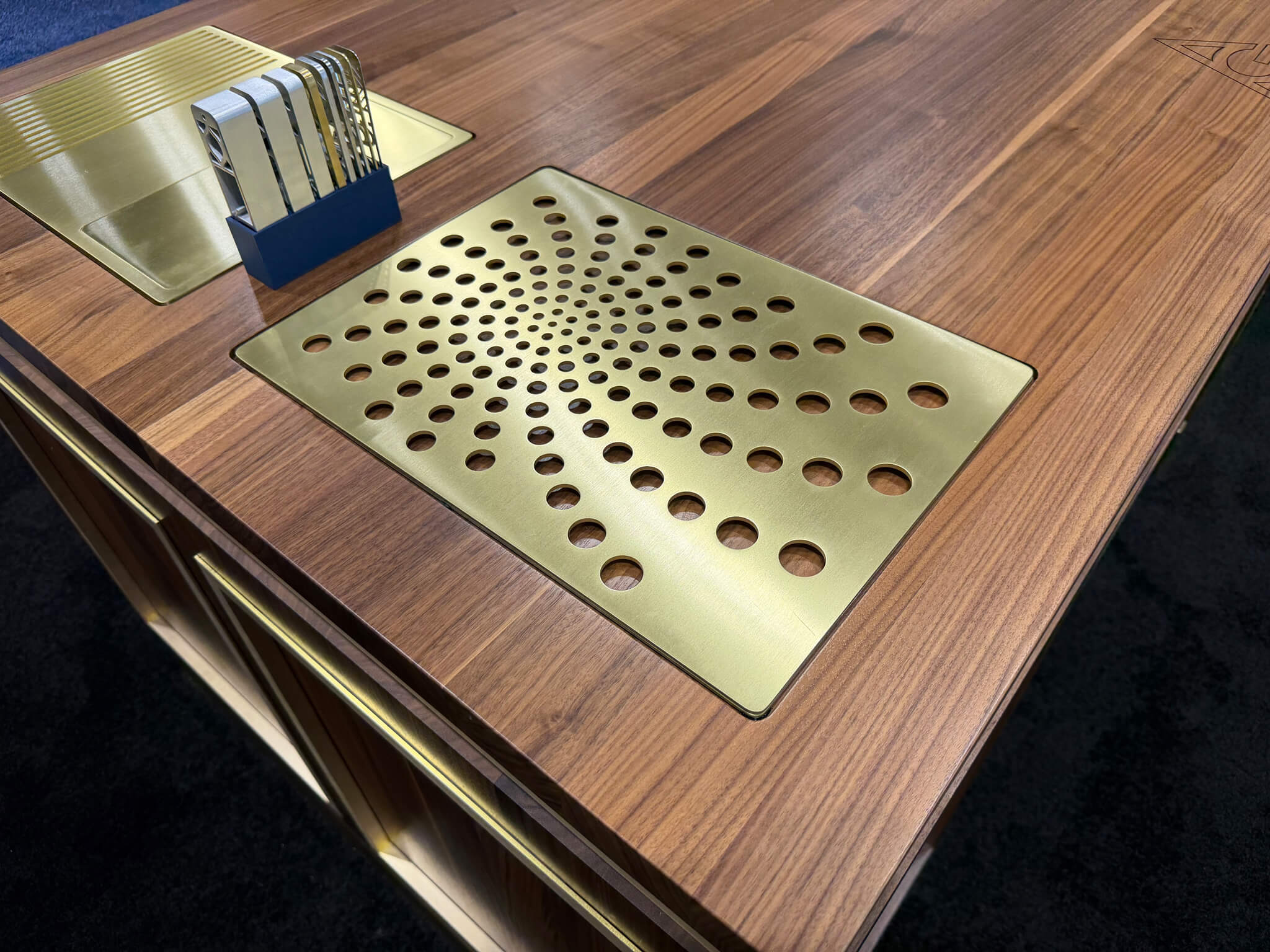 KBIS  architectural grille walnut edge grain island durata satin 